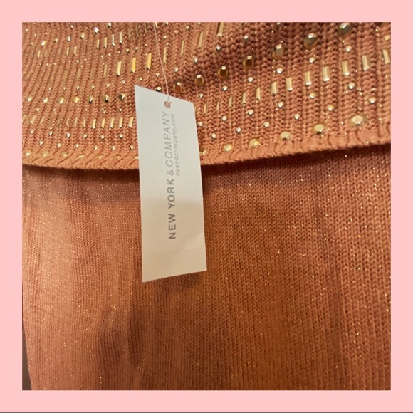 NY & Co pink off the shoulder bling sweater - Picture 4 of 5
